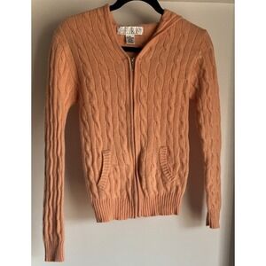 Collection Fiftynine Cashmere Zip-up Hoodie XS Peach Cable Knit Long Sleeve Luxe